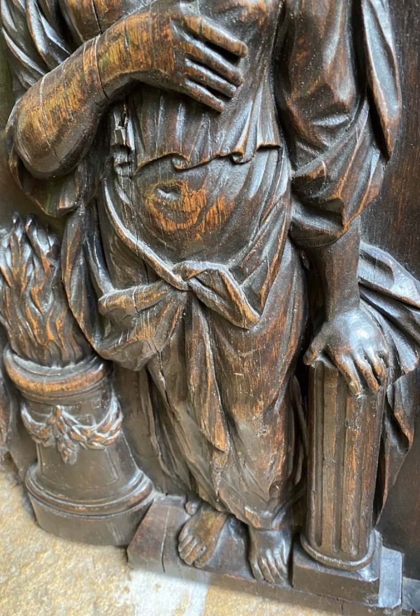 Allégorie de la Charité - Sculpture en chêne en haut relief, ronde-bosse partielle - Travail fr-photo-4