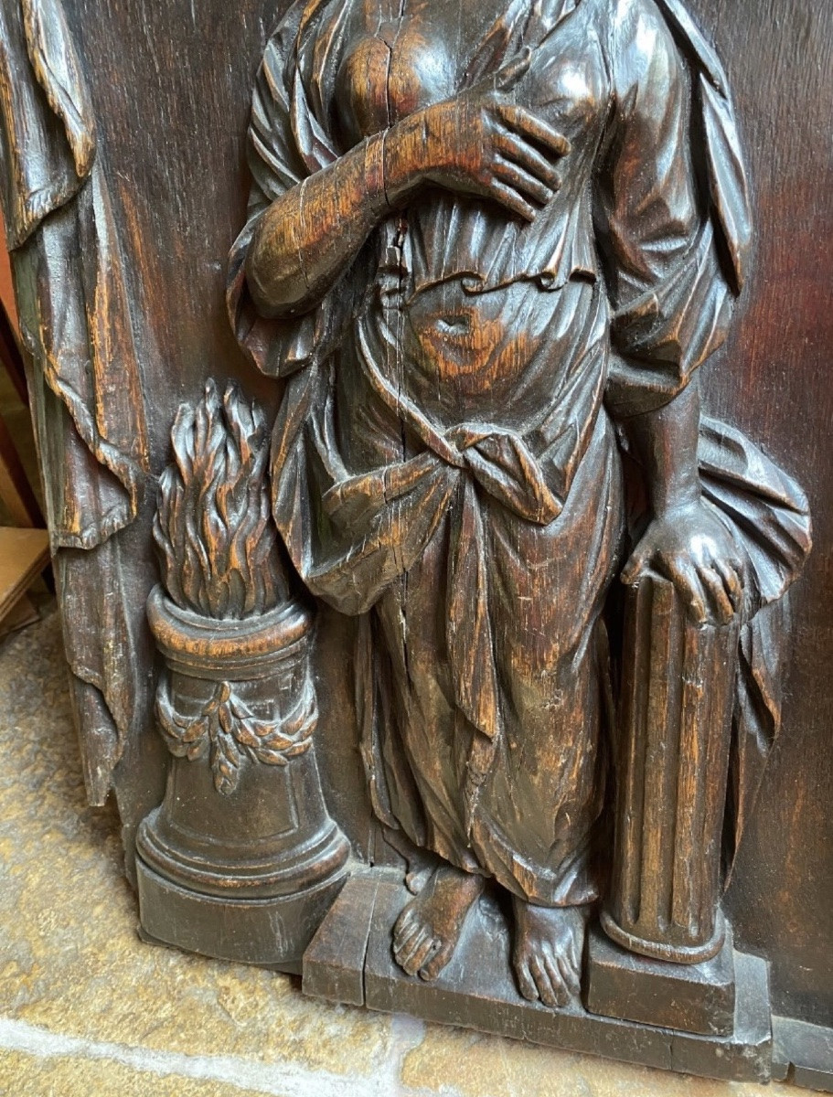 Allégorie de la Charité - Sculpture en chêne en haut relief, ronde-bosse partielle - Travail fr-photo-8