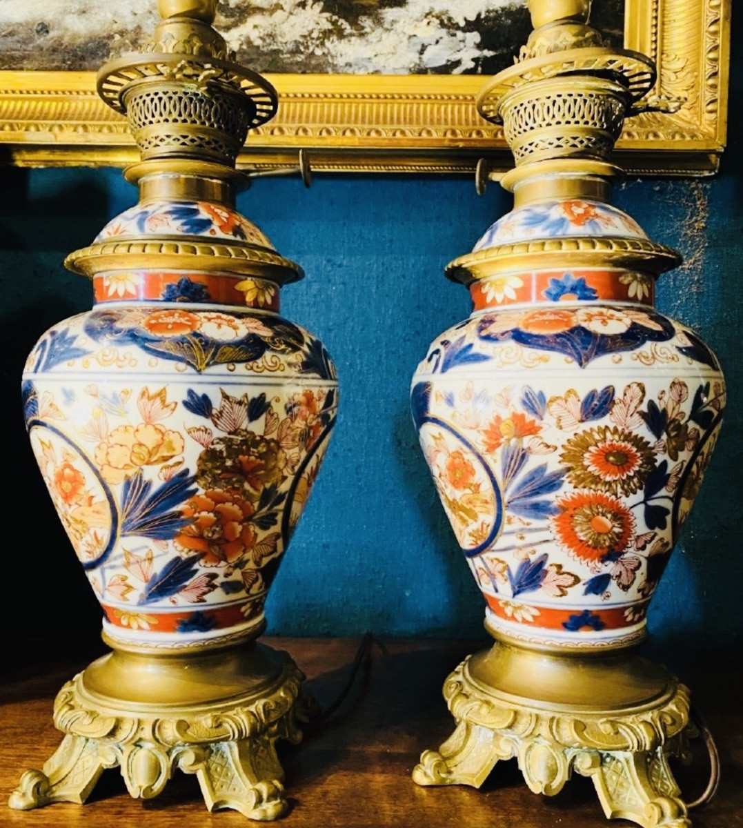 Pair Of Covered Imari Vases Mounted As Napoleon III Lamps-photo-3