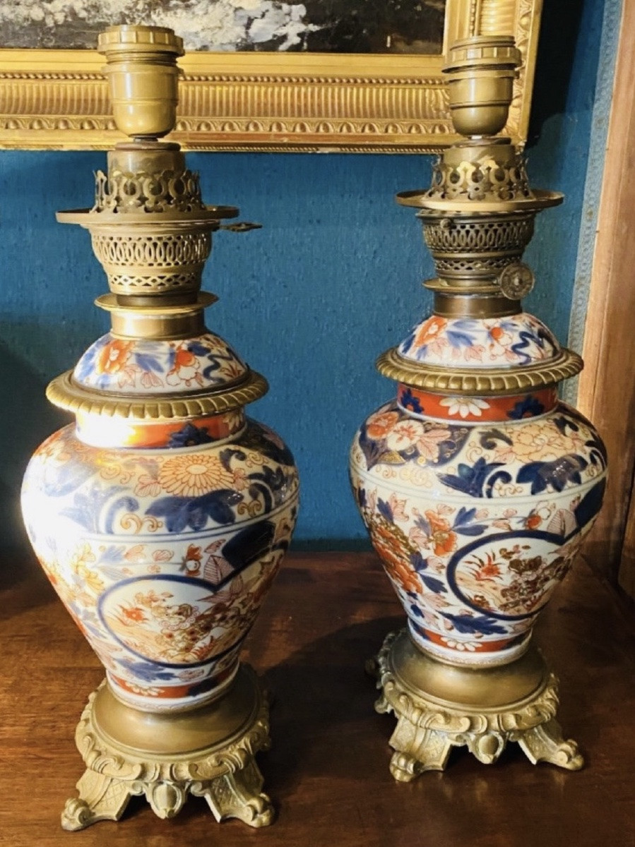 Pair Of Covered Imari Vases Mounted As Napoleon III Lamps-photo-1