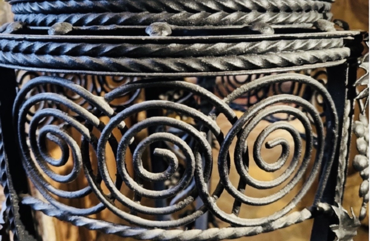 Art Nouveau Wrought-iron Pedestal Table With Vine Decoration, Circa 1900-photo-3