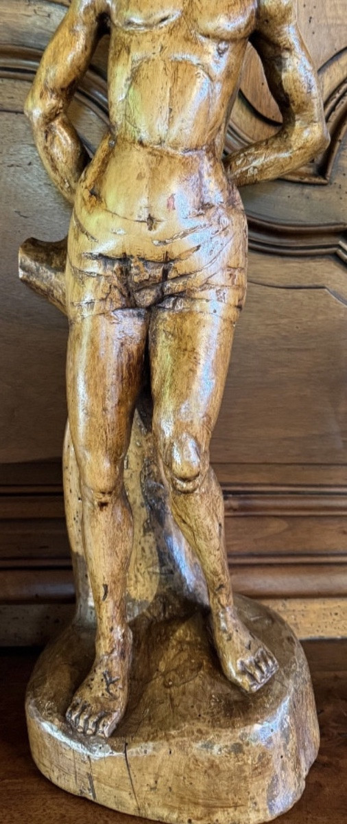 HAUTE ÉPOQUE, SAINT SÉBASTIEN VERS 1500 EN PEUPLIER-photo-3