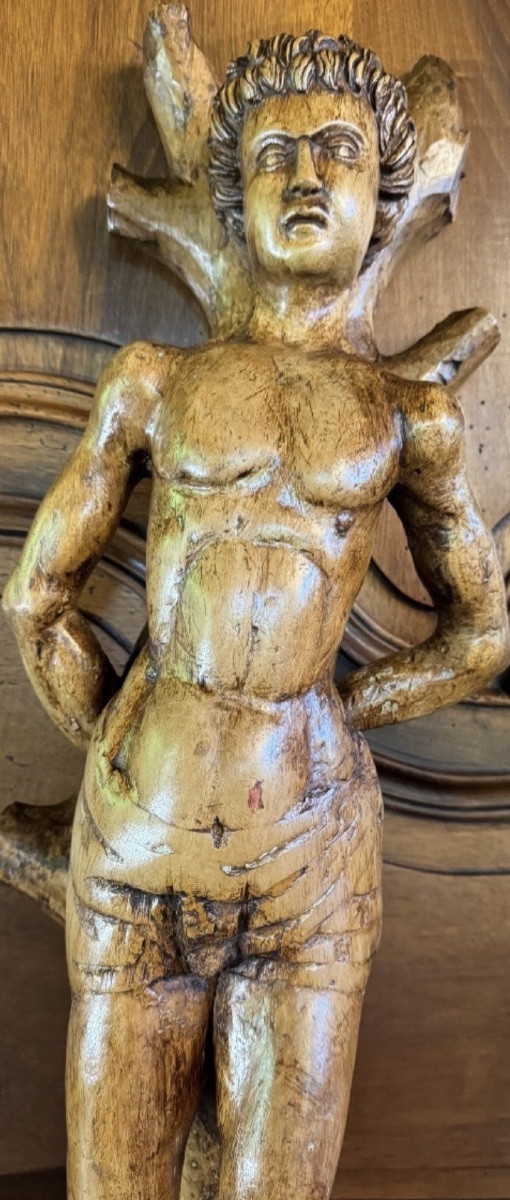 HAUTE ÉPOQUE, SAINT SÉBASTIEN VERS 1500 EN PEUPLIER-photo-7
