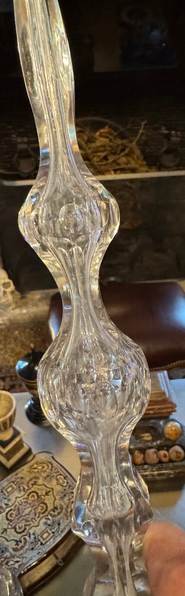 Large Pipe In Blown, Moulded And Cut Bohemian Crystal - 19th Century - 46 Cm-photo-5