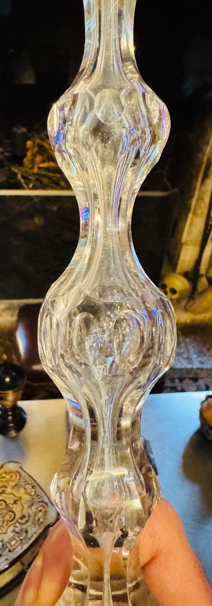 Large Pipe In Blown, Moulded And Cut Bohemian Crystal - 19th Century - 46 Cm-photo-6