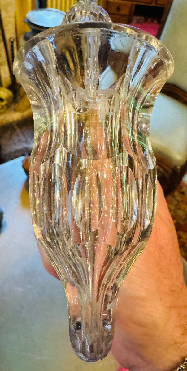 Large Pipe In Blown, Moulded And Cut Bohemian Crystal - 19th Century - 46 Cm-photo-7