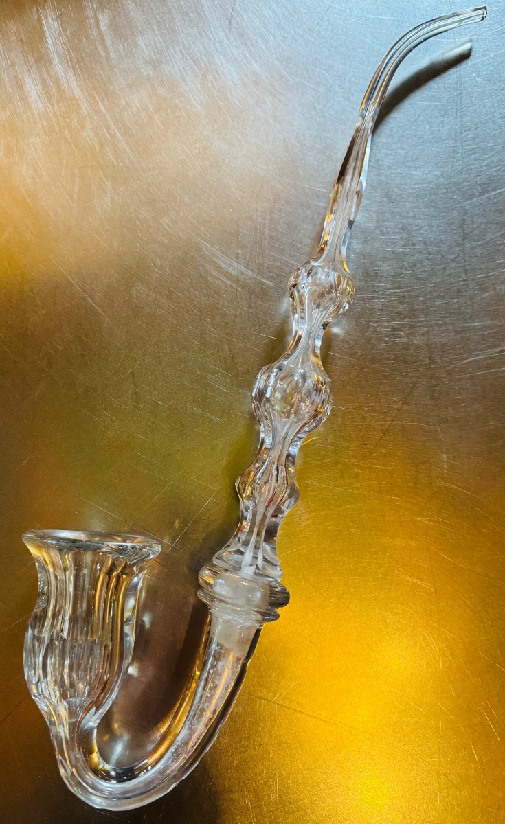 Large Pipe In Blown, Moulded And Cut Bohemian Crystal - 19th Century - 46 Cm
