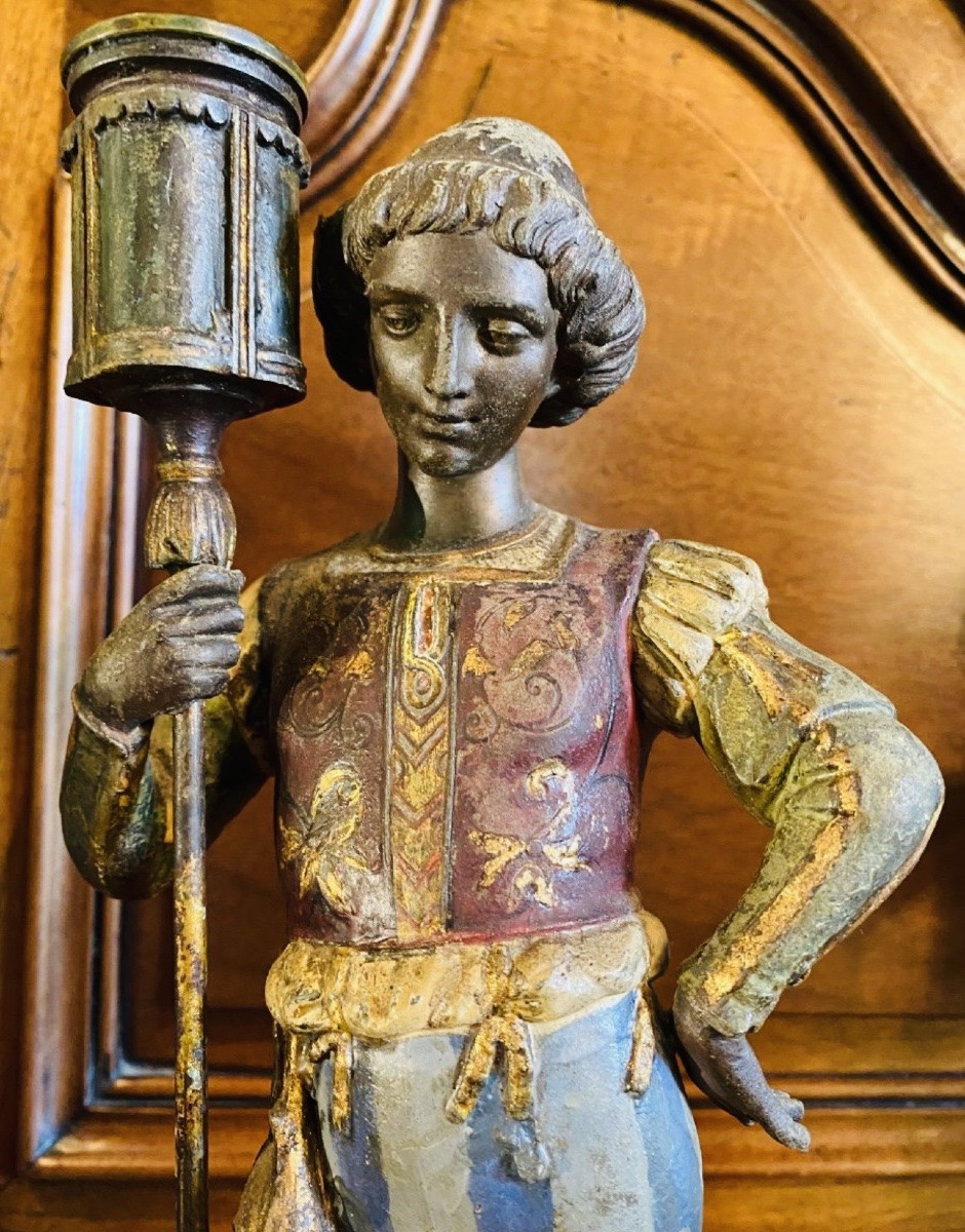 Paire de Bougeoirs aux Pages Renaissance-photo-3