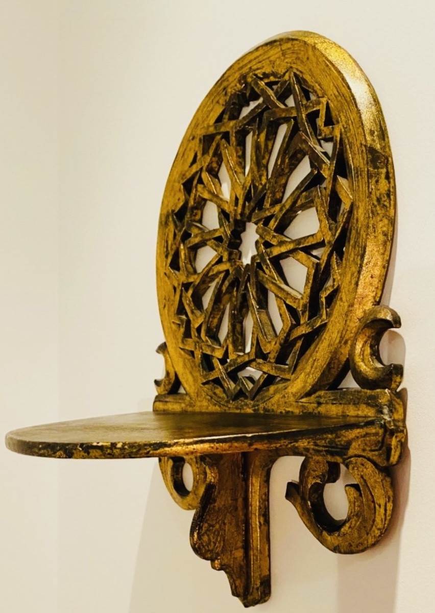 Wall-mounted Shelf In Gilded Wood Eastern Kavukluk - Turban Door First Half Of The 20th Century-photo-4