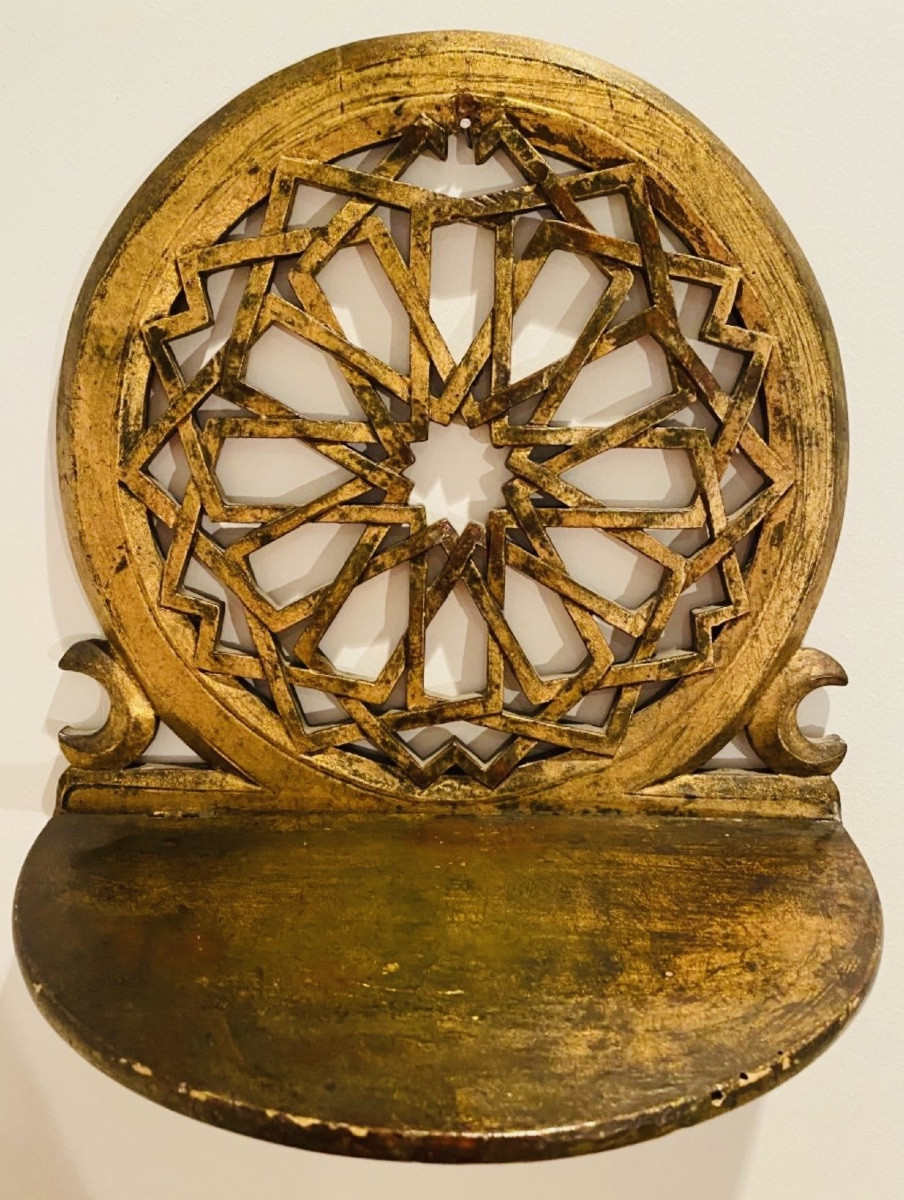 Wall-mounted Shelf In Gilded Wood Eastern Kavukluk - Turban Door First Half Of The 20th Century-photo-2