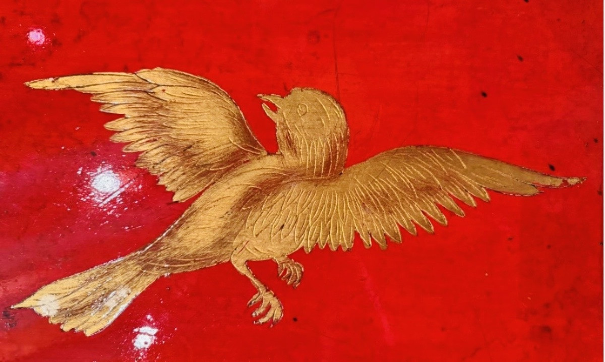 Series Of Three Gigogon Tables In Red Laquer And Gold, Mid-20th Century China Nice Set-photo-8