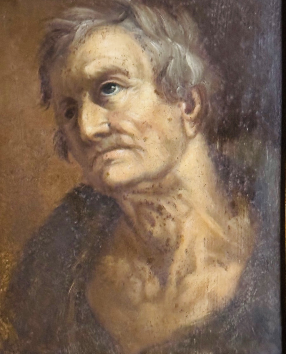ÉTUDE DE TÊTE DE VIEILLARD - HUILE SUR PANNEAU ÉCOLE ITALIENNE, FIN XVIle - DÉBUT XVIIIe SIÈCLE-photo-4