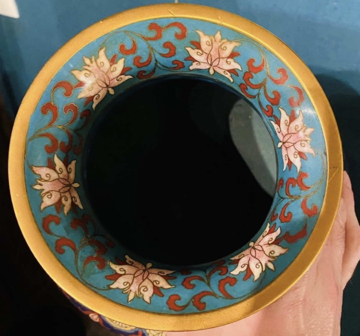 Large Pair Of Cloisonné Peony Vases, China, Early XX® Century-photo-5