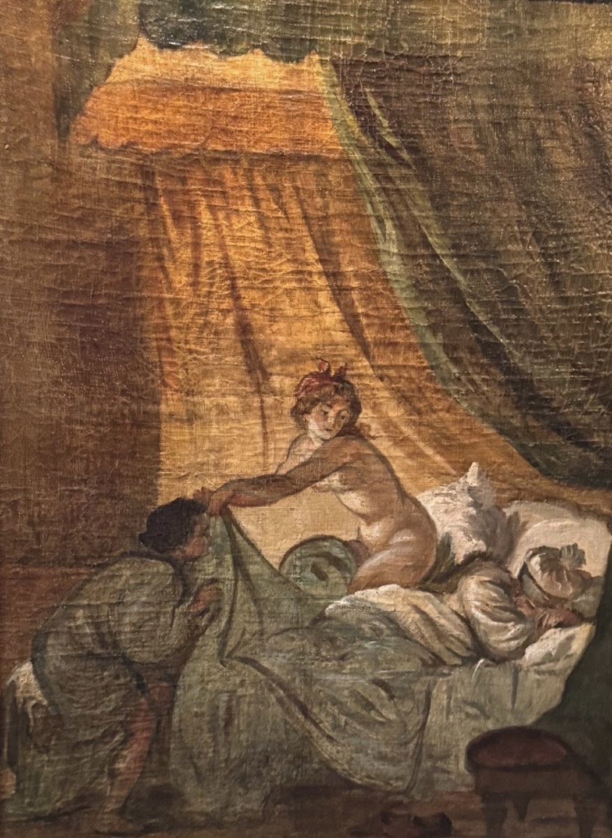 Important tableau galant et libertin du XIXe siècle-photo-2