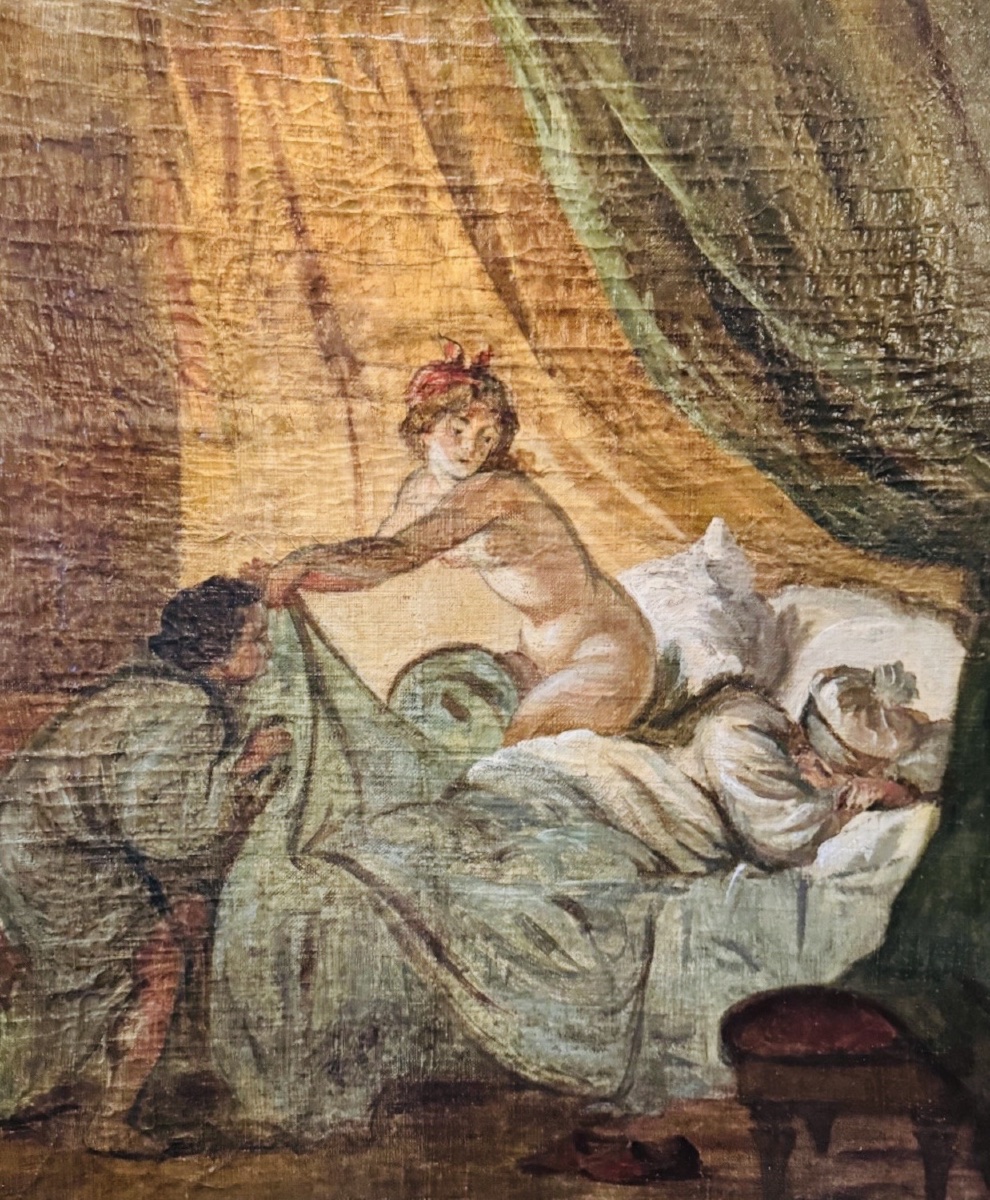 Important tableau galant et libertin du XIXe siècle-photo-4