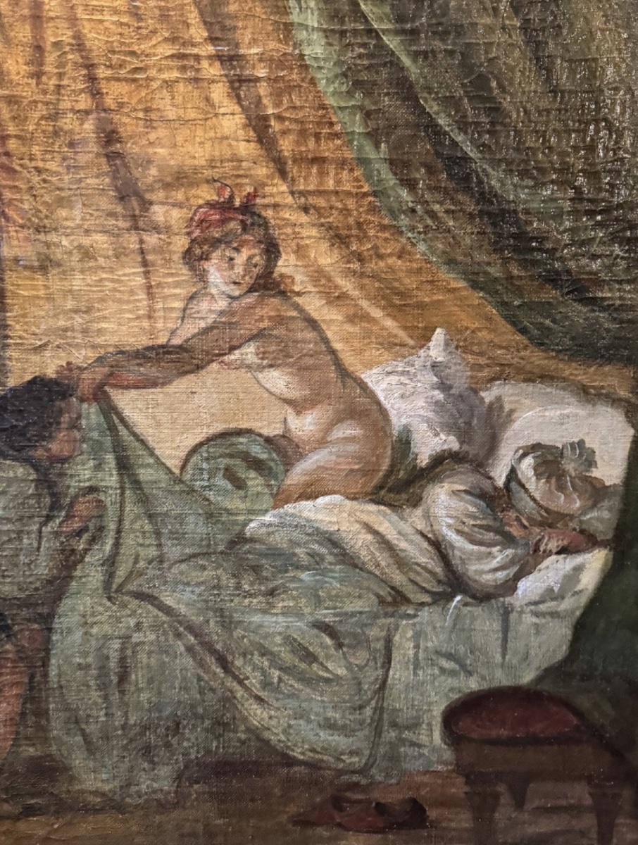 Important tableau galant et libertin du XIXe siècle-photo-5