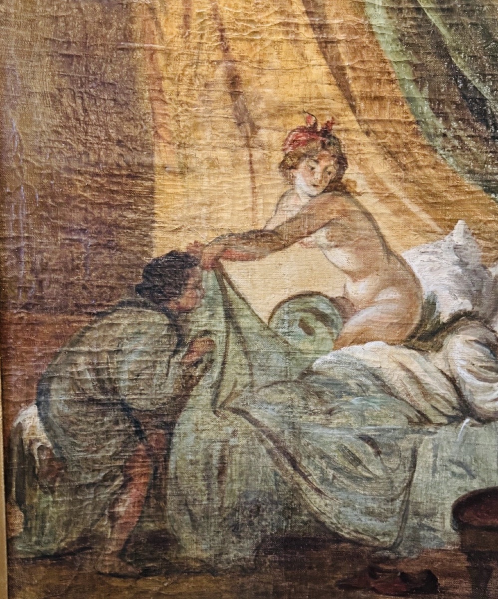 Important tableau galant et libertin du XIXe siècle-photo-8