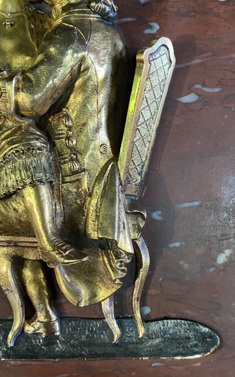 19th Century Libertin Table In Marble And Bronze With Double Patinefin-photo-1