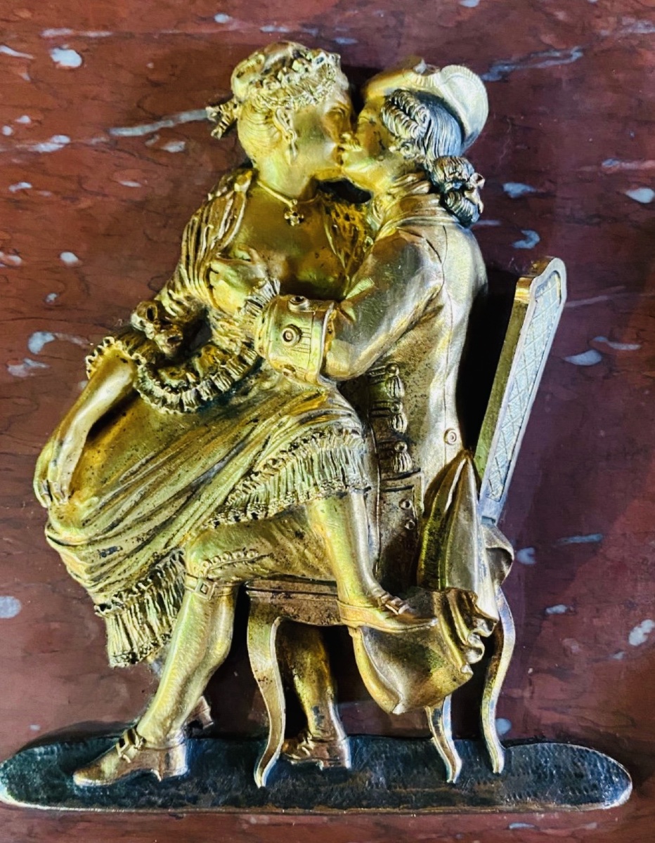 19th Century Libertin Table In Marble And Bronze With Double Patinefin