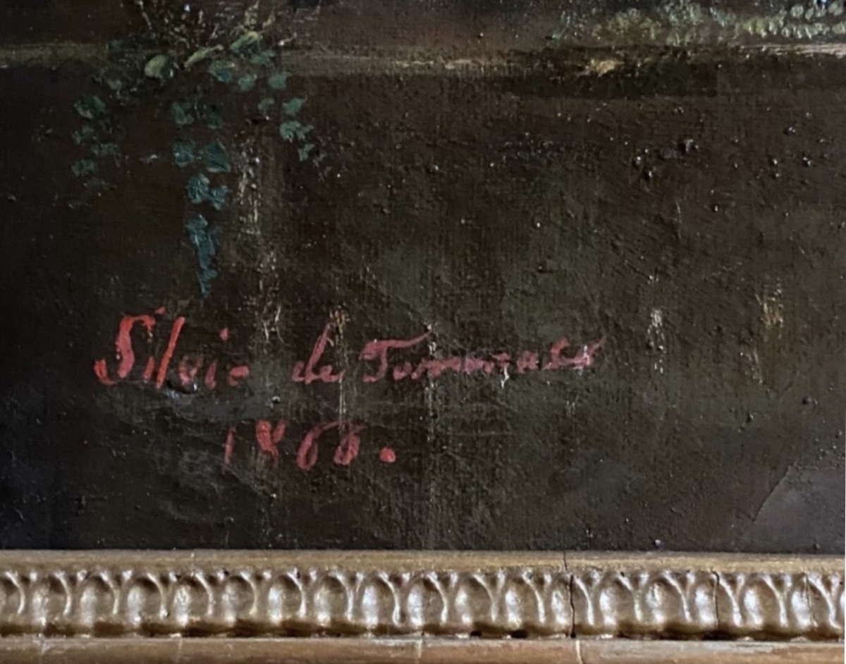 Italian Caprice With Putti And Medici Vase, Oil On Canvas Signed And Dated 1866-photo-1