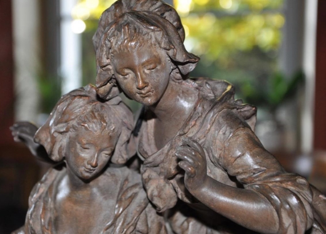 Terracotta Group Of Two Shepherdesses With Doves, 19th Century-photo-1