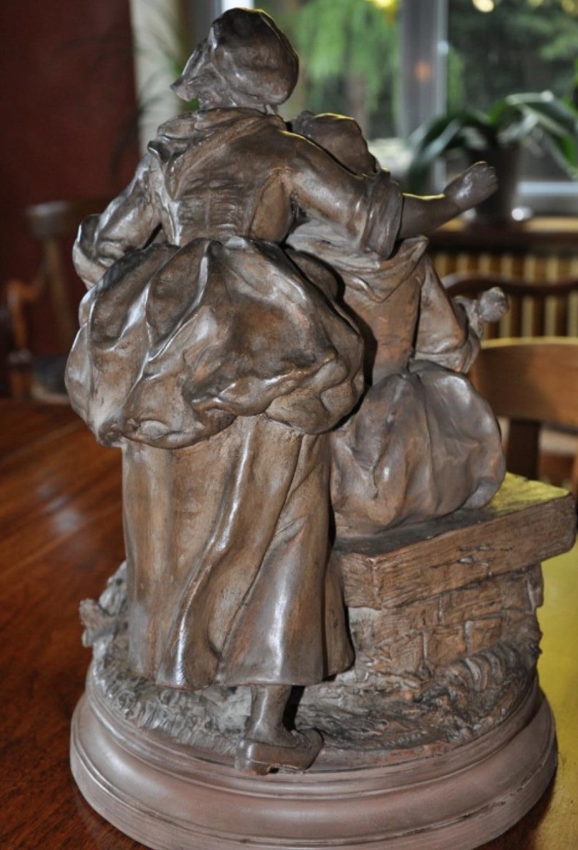Terracotta Group Of Two Shepherdesses With Doves, 19th Century-photo-5