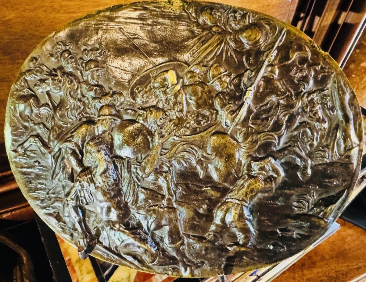 LA CONVERSION DE SAINT PAUL, GRANDE PLAQUE EN BRONZE DU XVII EME SIÈCLE EN FORT RELIEF-photo-2