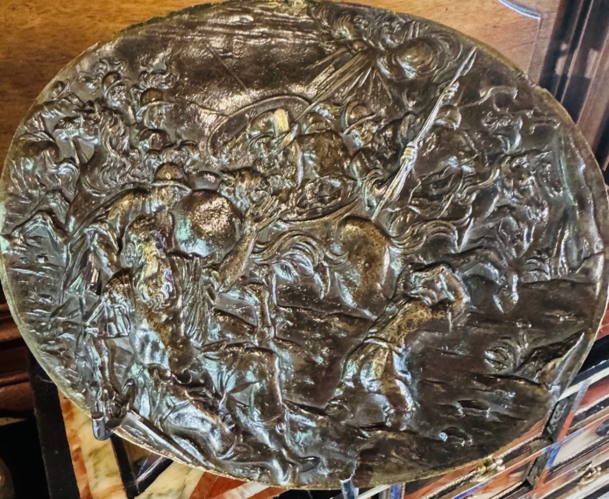 LA CONVERSION DE SAINT PAUL, GRANDE PLAQUE EN BRONZE DU XVII EME SIÈCLE EN FORT RELIEF-photo-3