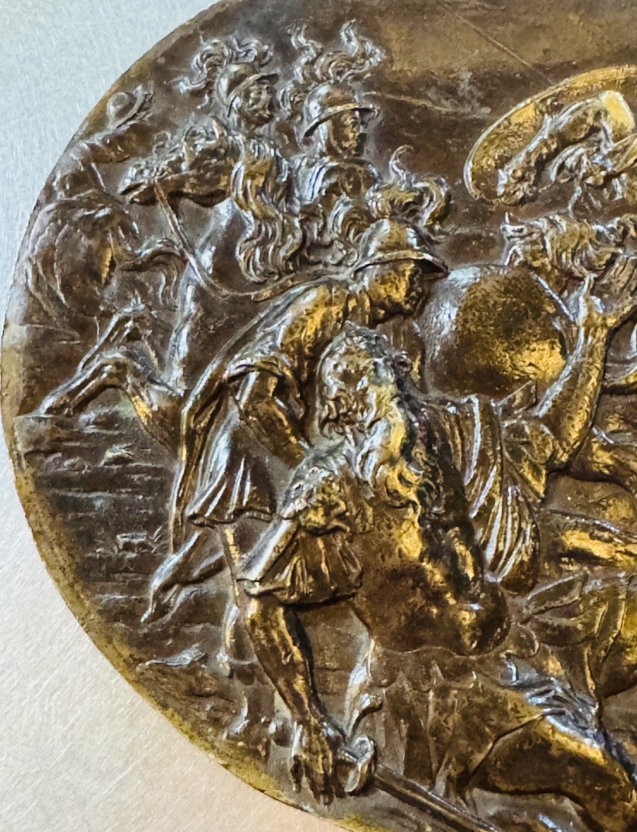 LA CONVERSION DE SAINT PAUL, GRANDE PLAQUE EN BRONZE DU XVII EME SIÈCLE EN FORT RELIEF-photo-1