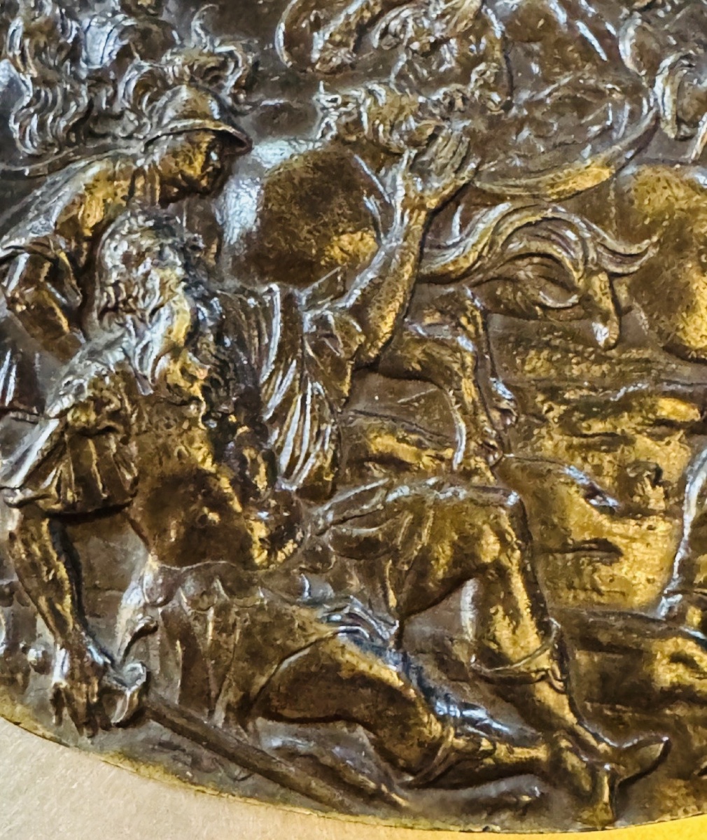 LA CONVERSION DE SAINT PAUL, GRANDE PLAQUE EN BRONZE DU XVII EME SIÈCLE EN FORT RELIEF-photo-2