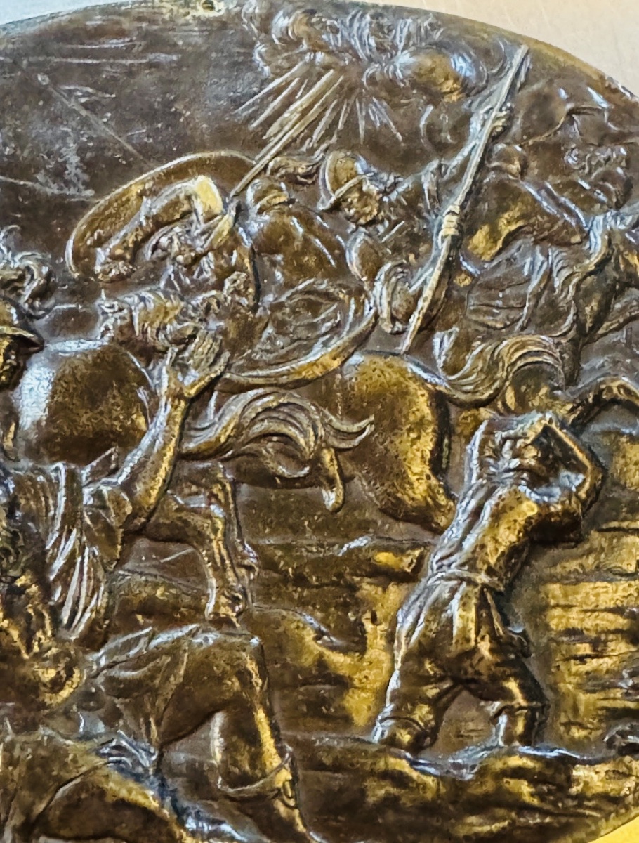 LA CONVERSION DE SAINT PAUL, GRANDE PLAQUE EN BRONZE DU XVII EME SIÈCLE EN FORT RELIEF-photo-3
