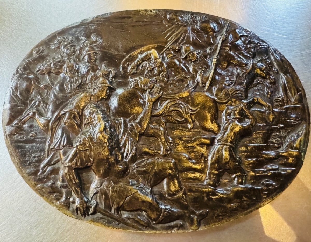 LA CONVERSION DE SAINT PAUL, GRANDE PLAQUE EN BRONZE DU XVII EME SIÈCLE EN FORT RELIEF