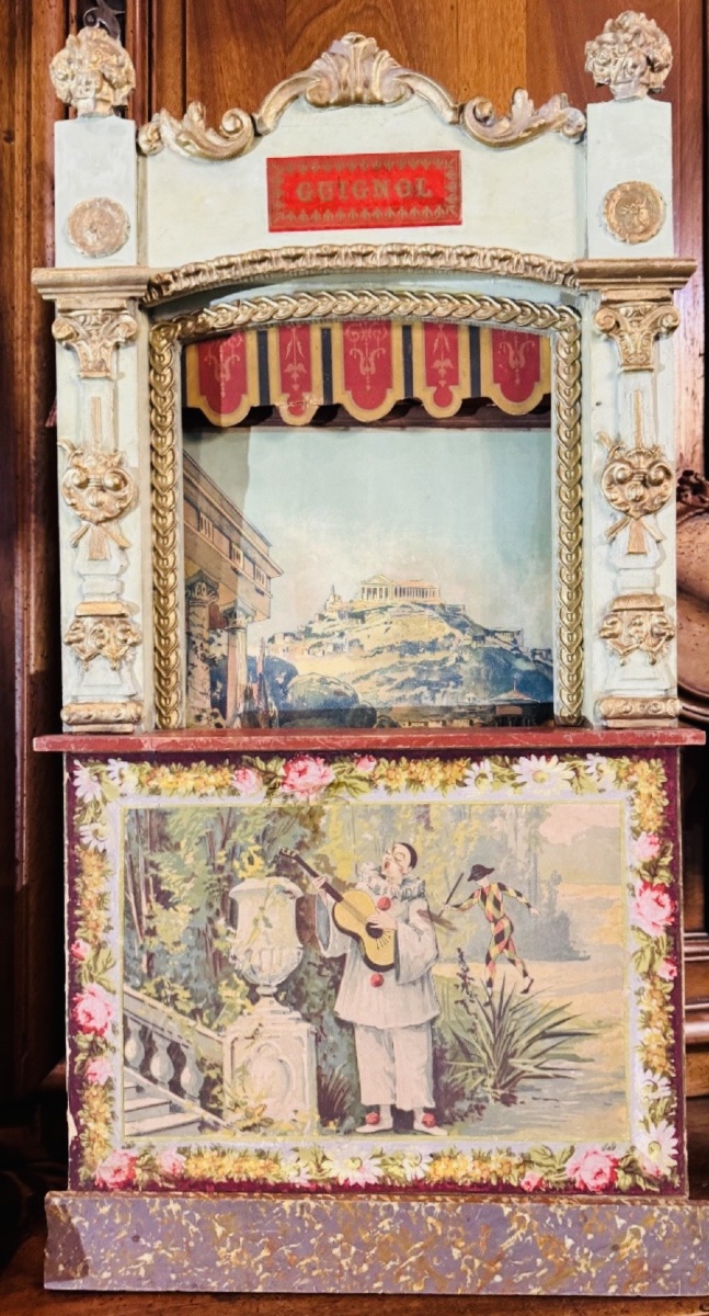 THÉÂTRE DE GUIGNOL EN BOIS PEINT ET DORÉ – DÉCOR NÉOCLASSIQUE – FIN XIXE / DÉBUT XXE SIÈCLE-photo-4