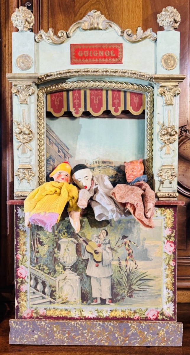 THÉÂTRE DE GUIGNOL EN BOIS PEINT ET DORÉ – DÉCOR NÉOCLASSIQUE – FIN XIXE / DÉBUT XXE SIÈCLE-photo-6