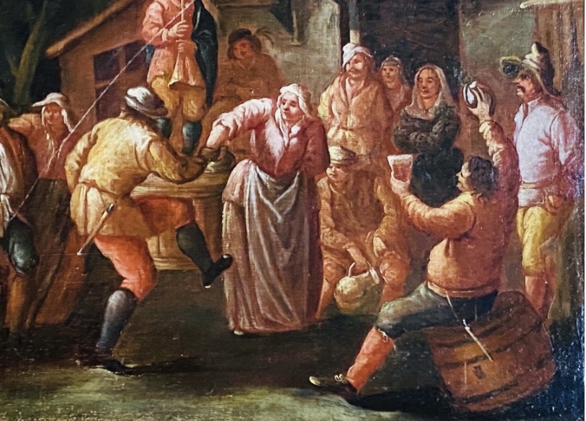 Fête Villageoise, Oil On Canvas, 18th Century-photo-1