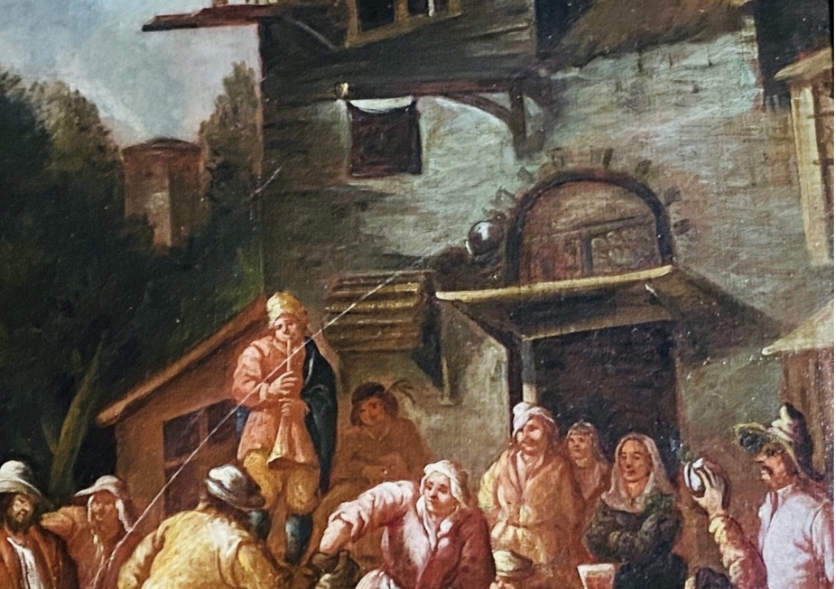 Fête Villageoise, Oil On Canvas, 18th Century-photo-2