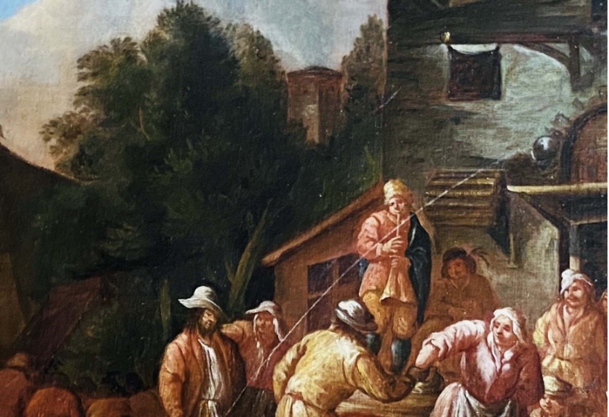 Fête Villageoise, Oil On Canvas, 18th Century-photo-3