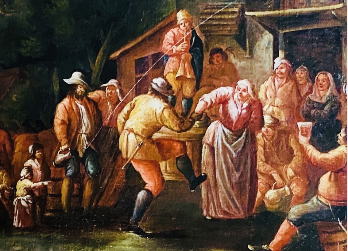 Fête Villageoise, Oil On Canvas, 18th Century-photo-4