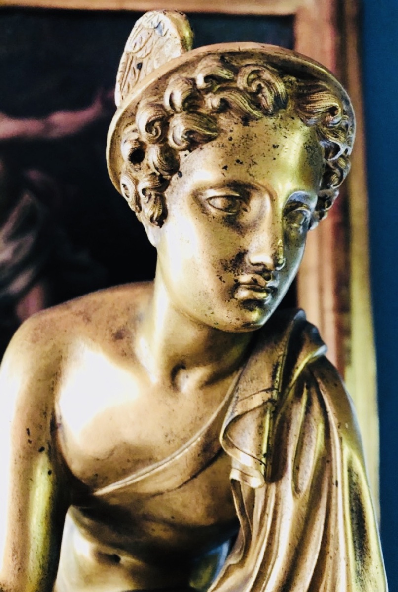 Hermes Or Mercury Reattaching His Sandal, Bronze From The Grand Tour, 19th Century-photo-3