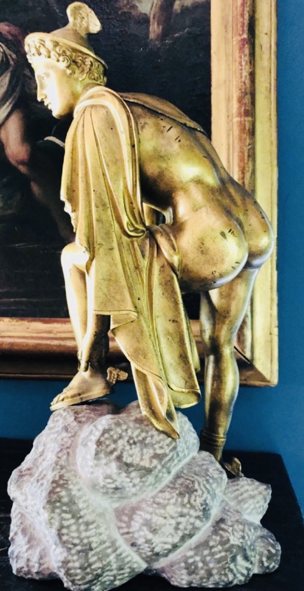 Hermes Or Mercury Reattaching His Sandal, Bronze From The Grand Tour, 19th Century-photo-1