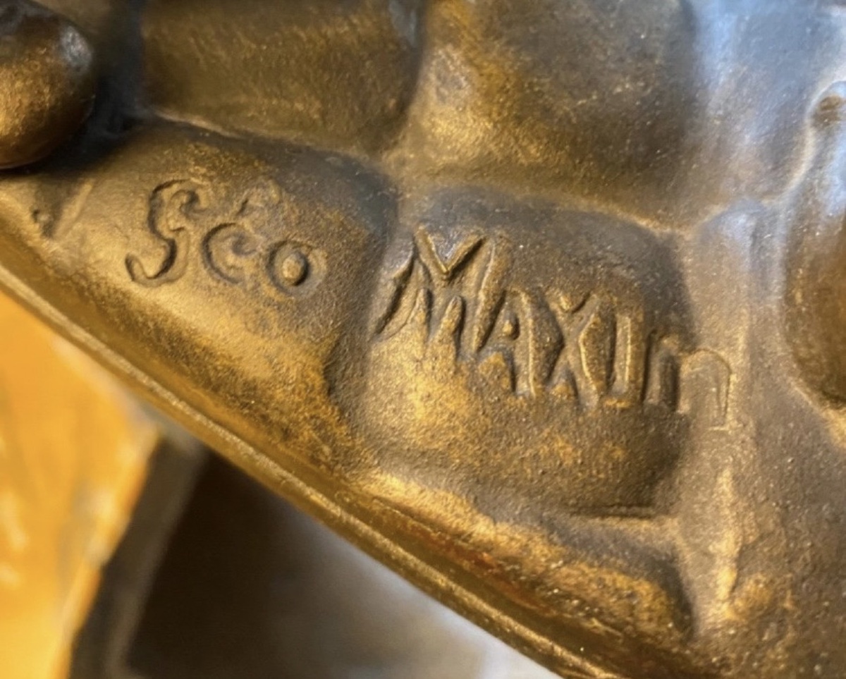 « LA RÉCOMPENSE », JEUNE GARÇON AU CHIEN PAR GEORGES MAXIM, RÉGULE DÉBUT DU XX EME SIÈCLE-photo-1