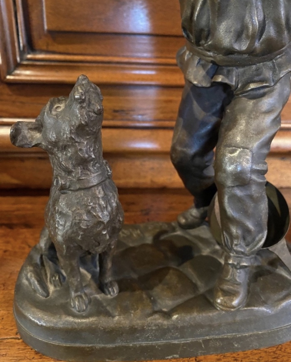 « LA RÉCOMPENSE », JEUNE GARÇON AU CHIEN PAR GEORGES MAXIM, RÉGULE DÉBUT DU XX EME SIÈCLE-photo-5