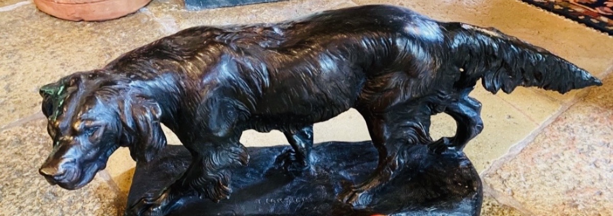 Large Terracotta Hunting Dog By Thomas Cartier-photo-4