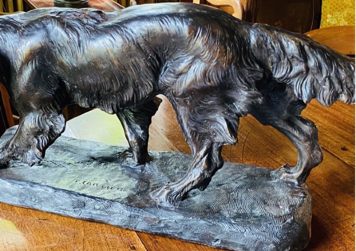 Large Terracotta Hunting Dog By Thomas Cartier-photo-1