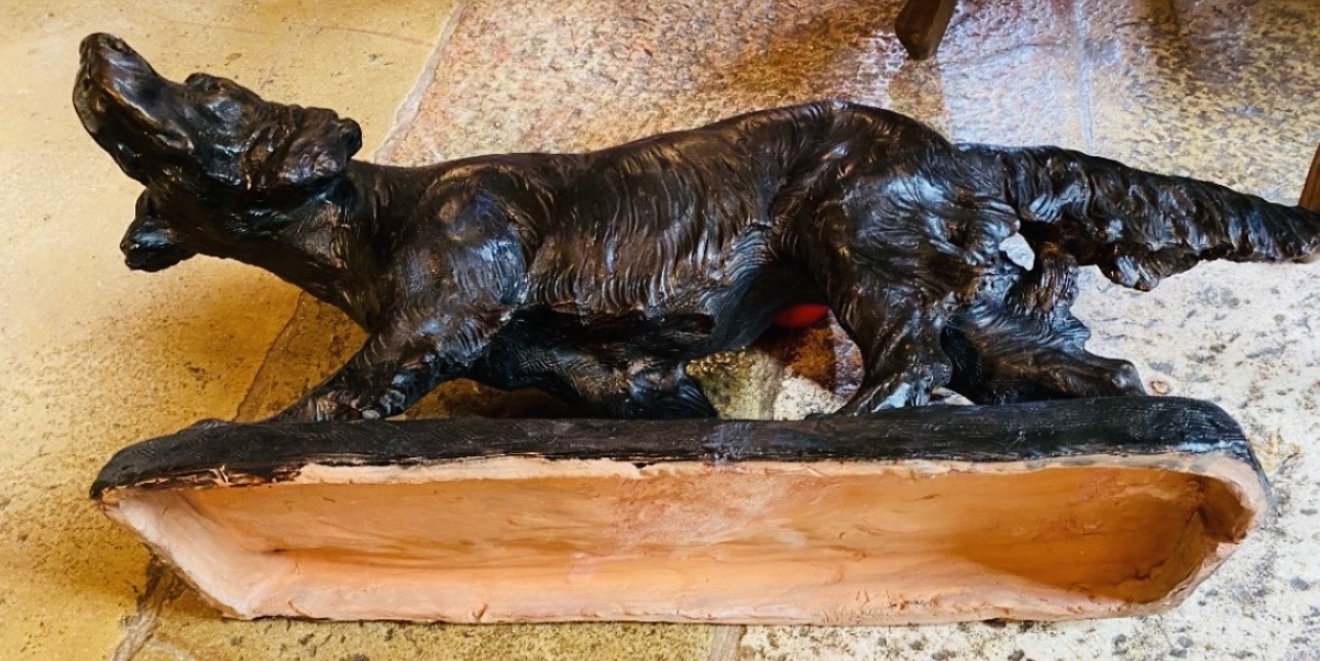 Large Terracotta Hunting Dog By Thomas Cartier-photo-6