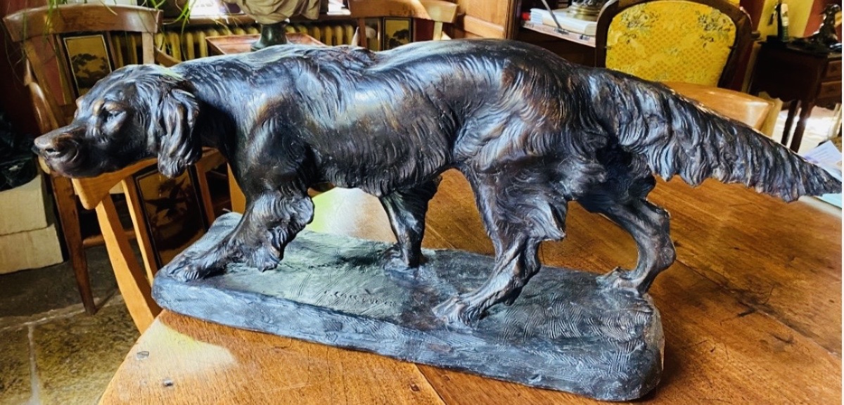 Large Terracotta Hunting Dog By Thomas Cartier
