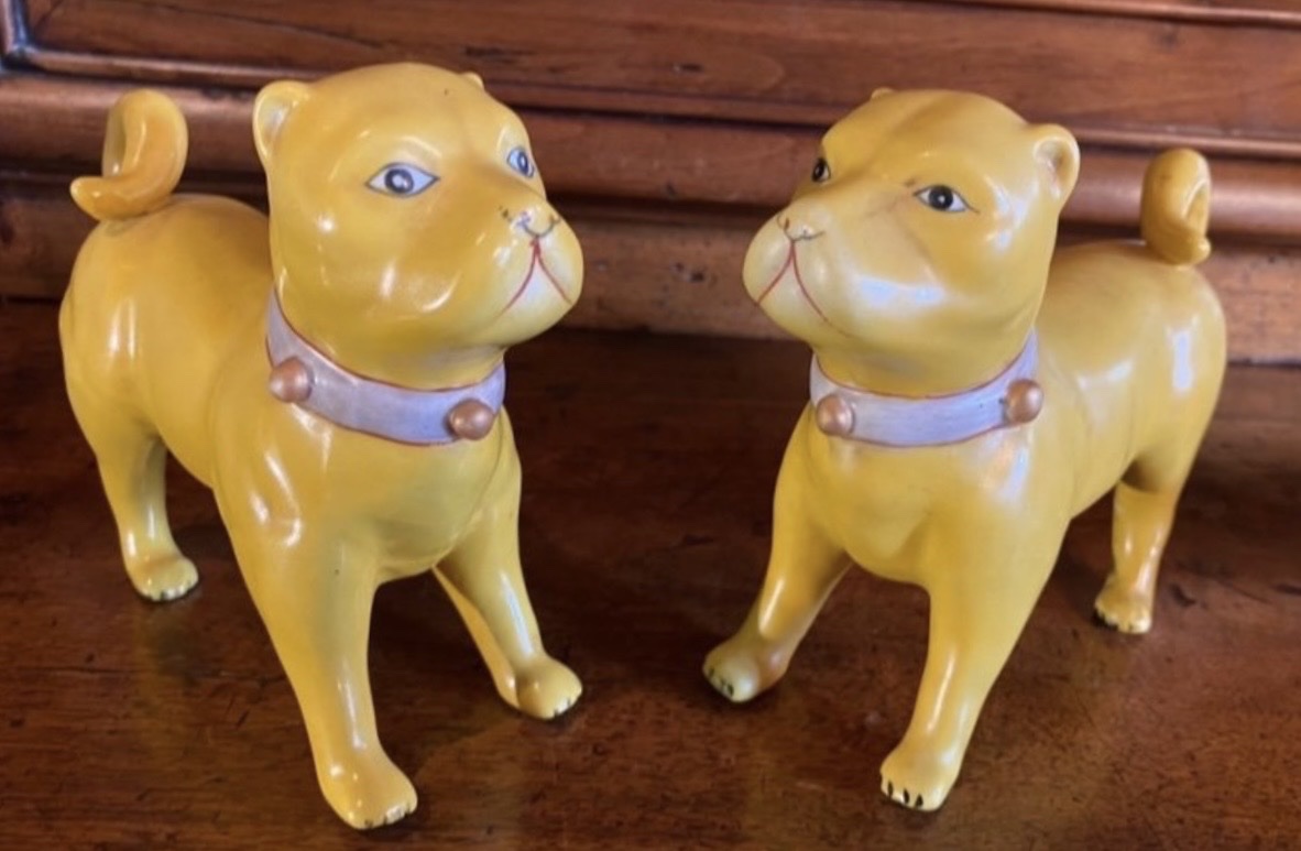 Pair Of 19th Century Porcelain Carlins, Compagnie Des Indes-photo-3