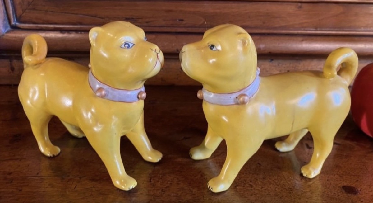 Pair Of 19th Century Porcelain Carlins, Compagnie Des Indes-photo-5