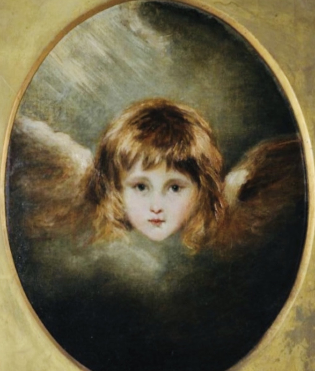 TÊTE D'ANGE, HUILE SUR TOILE XIX ÈME SIÈCLE, D’APRÈS JOSHUA REYNOLDS-photo-2