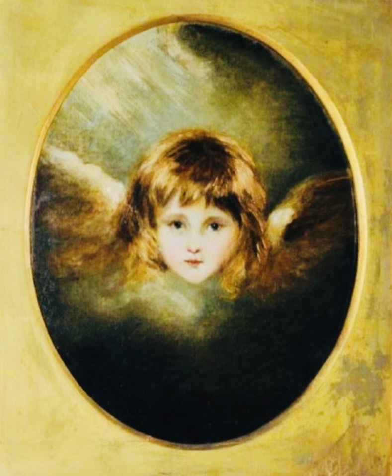 TÊTE D'ANGE, HUILE SUR TOILE XIX ÈME SIÈCLE, D’APRÈS JOSHUA REYNOLDS-photo-4